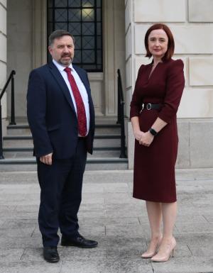 Health Minister Robin Swann and Professor Siobhan O'Neill