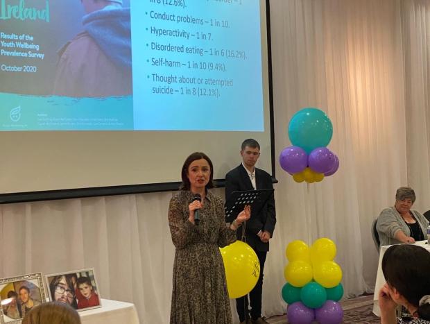 Professor Siobhan O'Neill giving a speech at the Autism and Mental Health Conference